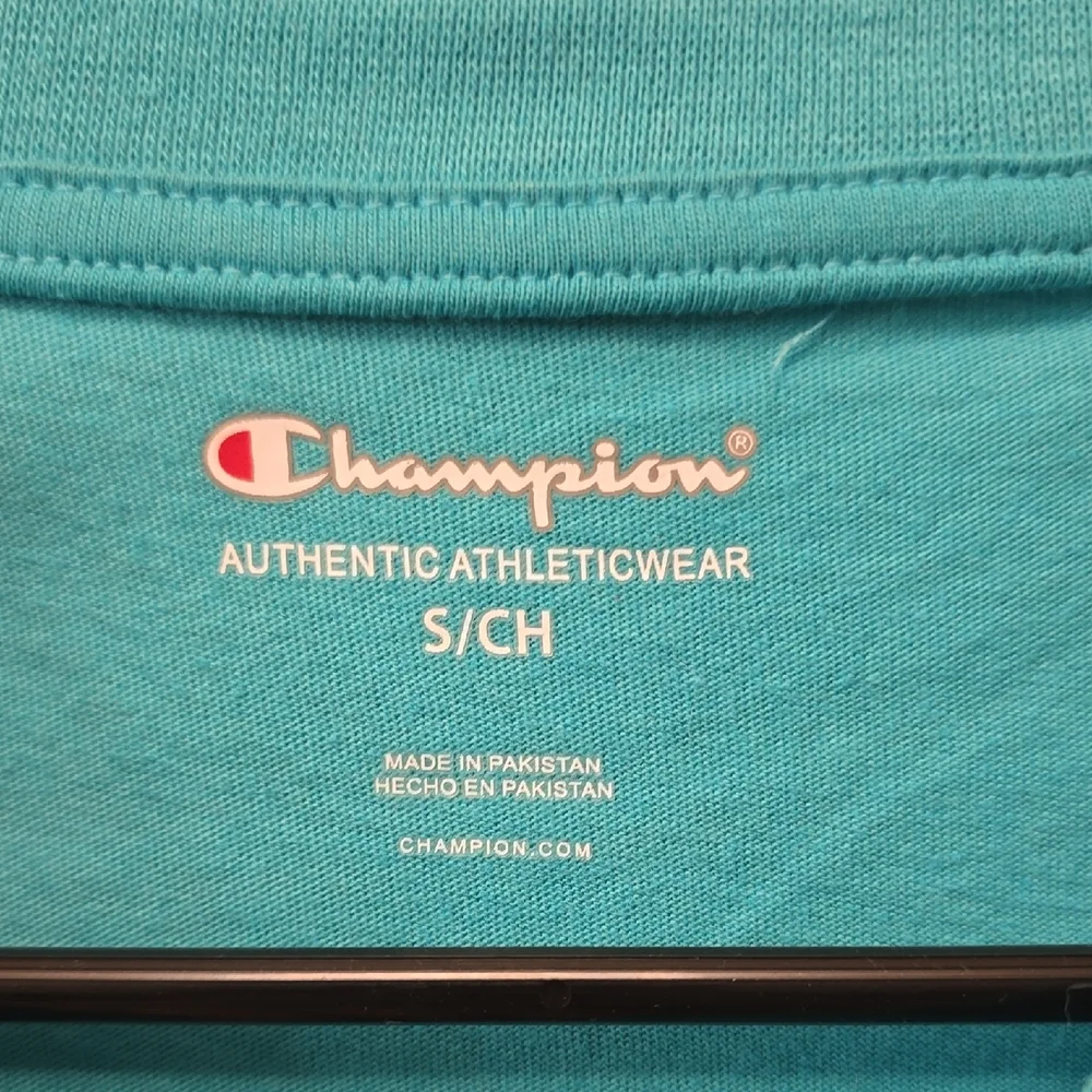 Champion Men's Turquoise Blue Short-Sleeve Logo Tee - Picture 2 of 3